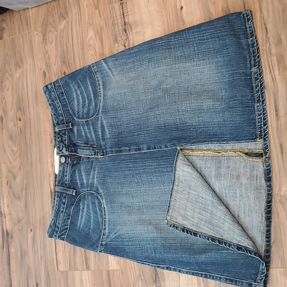 Paper Denim & Cloth Dresses & Skirts - Paper demin and cloth denim skirt with front slit